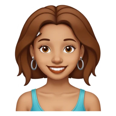 grinning brown girl with septum piercing  sticker