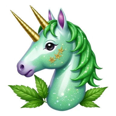 Glitter unicorn eats  Weed leafs sticker