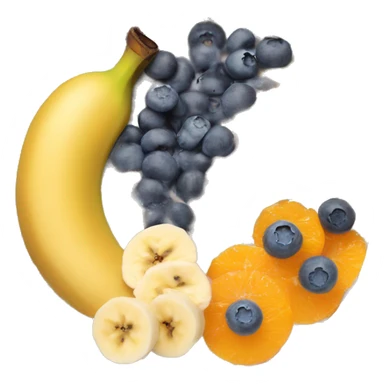 A porridge bowl with banana, blueberries and tangerine as toppings. There‘s also cinnamon and chia seeds on top. sticker