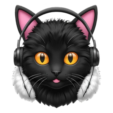 black cat wearing headphones sticker