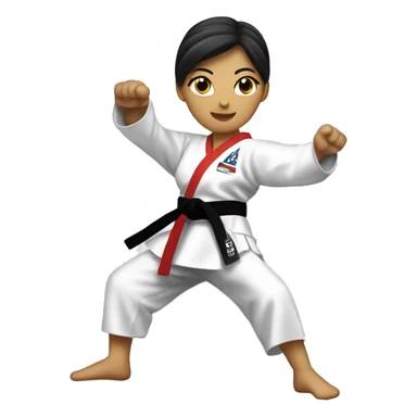 taekwondo blue belt female roundhouse kick sticker