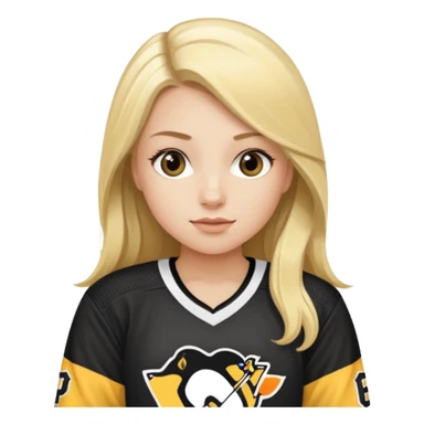 Girl long hair blonde with hockey jersey pittburgh penguins sticker