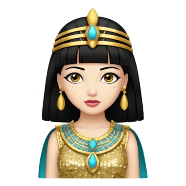 Cleopatra with black hair gold sequin outfit sticker