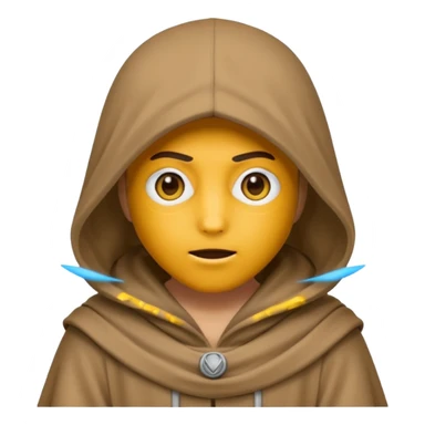 Jedi wearing hood emoji eyes covered by hood sticker