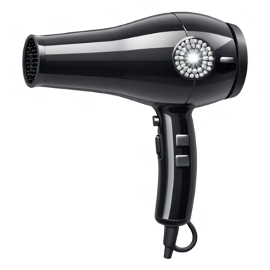 black blow dryer covered in diamonds sticker