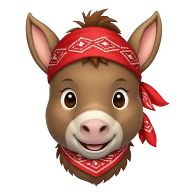 cute donkey with a red bandana sticker