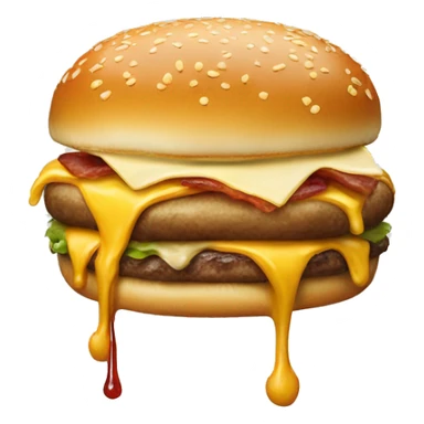 A bacon cheeseburger with drippy cheese sticker