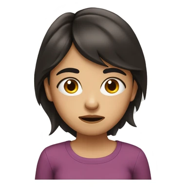 medium tone dark haired girl making puzzled face wearing sticker