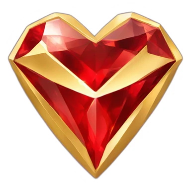 Gold and red diamond heart jewel sticker