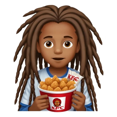 Black kid with long dreads eating kfc sticker