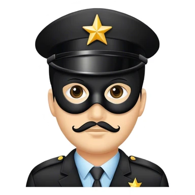 Security guard mask, black, with a sta sticker