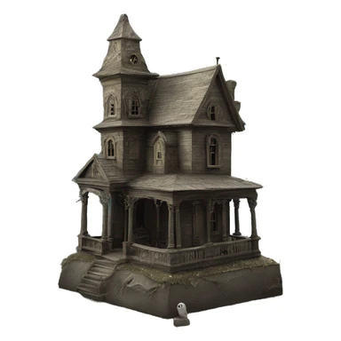 Haunting graveyard field Pre-Victorian ornate mansion birdhouse diorama  sticker