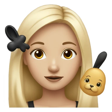 blonde girl with black bunny sticker