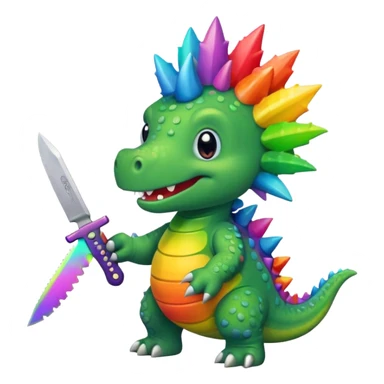 Cute rainbow Stegosaurus with knife sticker