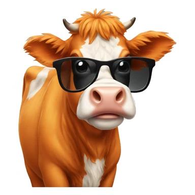 Fluffy orange cow with black glasses sticker