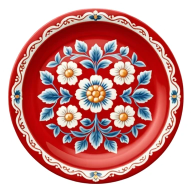 antique porcelain red plate  sticker