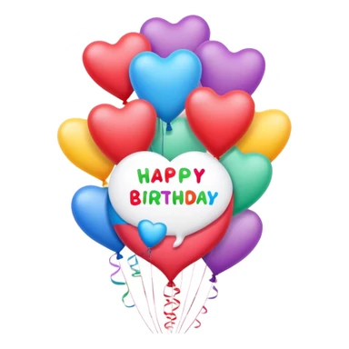Happy birthday callout with hearts and balloons sticker