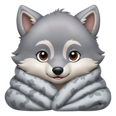 Cute, Disney-style wolf pup cozy in blanket sticker