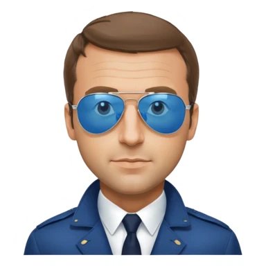 President Macron with mirrored blue aviator sunglasses sticker