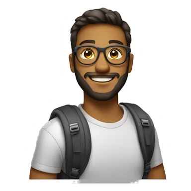 Tech geek student wearing a pair of glasses with slight beard on his face with a good smile and having a backpack on either side of his shoulder  sticker