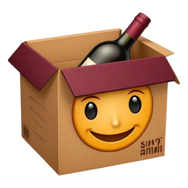 aesthetic emoji of an Amazon prime box. The box is wine color sticker