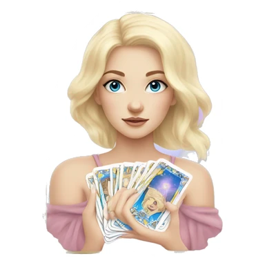 light pink tarot cards magic blonde girl white skin blue eyes  sticker