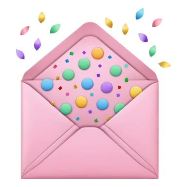 pink envelope with confetti sticker