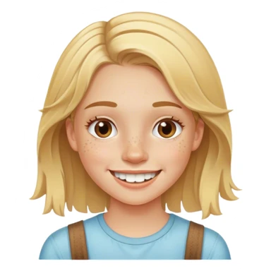 Dirty blond girl with freckles and braces smiling sticker