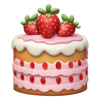 Pink strawberries and cream birthday cake  sticker
