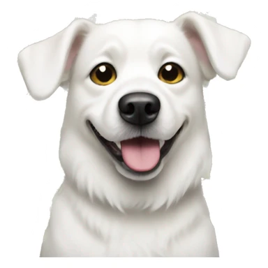 white dog with money sticker