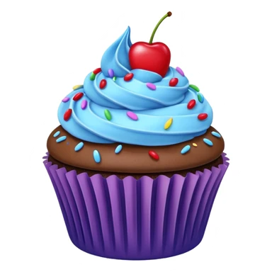 Chocolate Cupcake: blue cream, purple paper, sprinkles with cherry on top  sticker