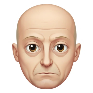 Steven Miller, Trump advisor, bald, grim expression, narrow face, sagging eyelids drooping more on the outside, bottom lip sticking out sticker