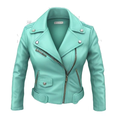 Realistic isolated open pastel tiffany blue fashion leather jacket.  sticker