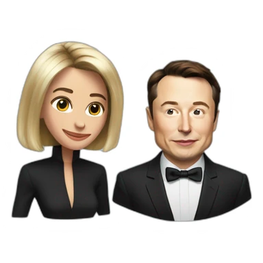 Emanuelle Macron  with Elon Musk sticker