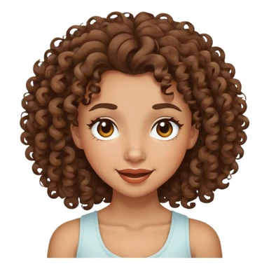 mixed-race girl with curly brown hair, winking face sticker