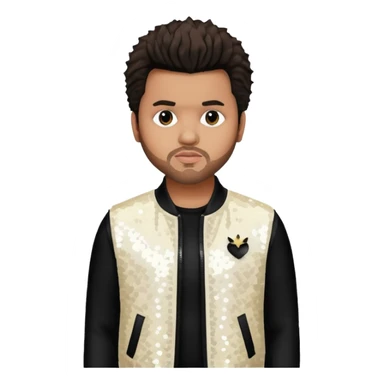 The Weeknd with dark brown hair, white sequin outfit sticker