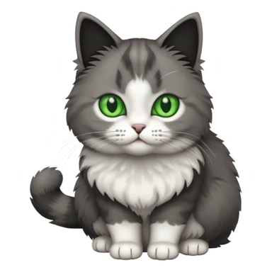 full body half dark grey and half white cat sticker