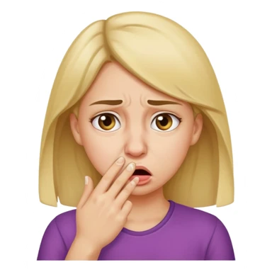 create a girl who is holding her nose because she is smelling something bad sticker