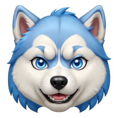 Husky dog, Female, Witn blue caret hair, with blue eyes, angry emotion  sticker