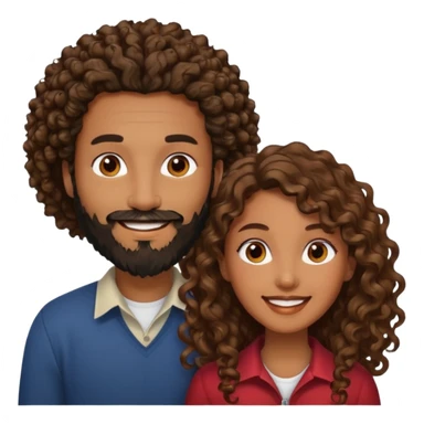 Beso mujer morena rizada cabello largo y hombre blanco con barba negra sticker