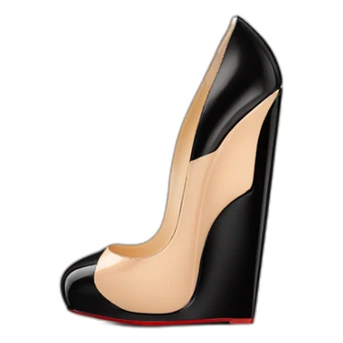 WEDGE heel LOUBOUTIN black leather PATENT sticker