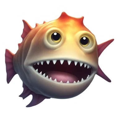Anglerfish with a glowing lure hanging from its forehead, sharp teeth, and big eyes. sticker