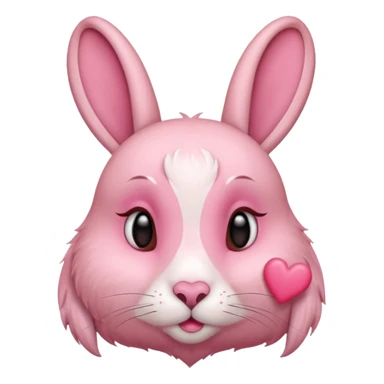 Kissing rabbit, profile, long ears, floating heart in front of mouth sticker