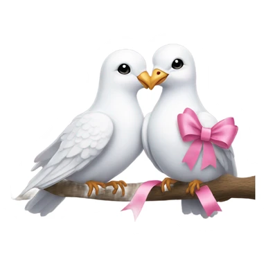 White love birds doves pink bows sticker