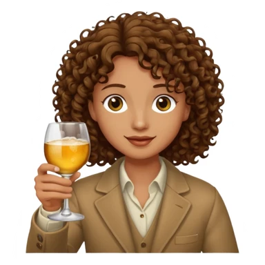 Curly haired curl with brown hair toasting with alcohol sticker