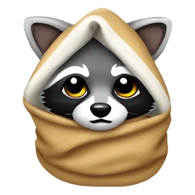 Raccoon wrapped in blanket sticker