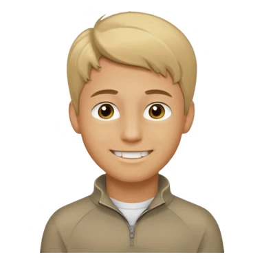 make a boy with comb over  dirty blond hair hazel eyes tan white smirky smile and quarter zip  sticker