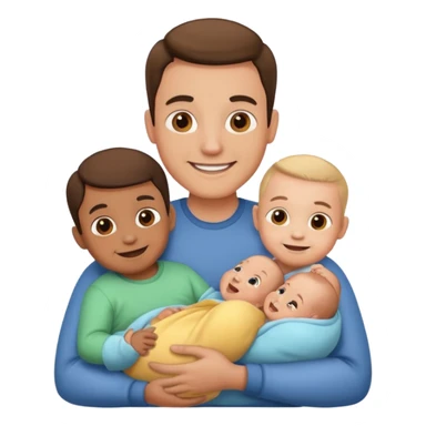 man with three babies sticker