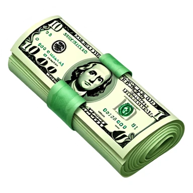 a single rolled US dollar bill, 3D style, no backgrou sticker