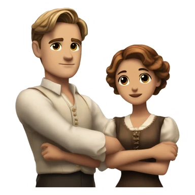 jack dawson and rose from titanic looking straight and stretches out her arms like t pose sticker